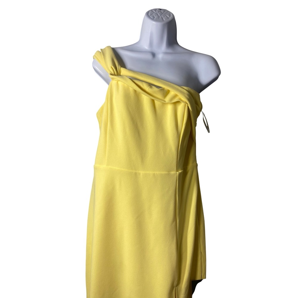 Lulus Pale Yellow Off the Shoulder Knotted Midi Dress D3761 Womens Size L - Picture 3 of 8